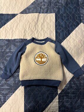 Timberland Baby Boys Blue Logo Sherpa Sweatshirt ~ 18 Months